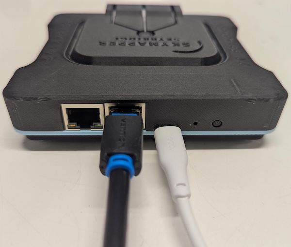 Ethernet cable plugged into Ethernet Port 2 on the SkyBridge