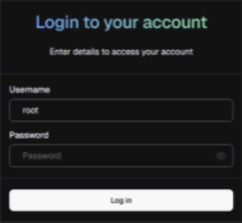 SkyBridge login screen - username root, password left empty